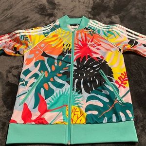 Adidas TropicalAge stripe bomber jacket